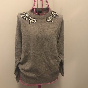 J. Crew grey embellished sweater sz M